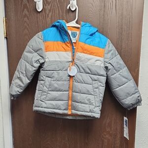 Kids Puffer Jacket - Gray, Blue, and Orange